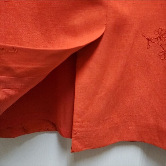 Grace Dresses Womens 10 Orange Silk Linen Floral Embroidered Sleeveless Sheath - Picture 6 of 12